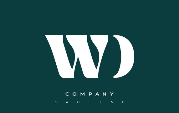 WD Creative Abstract Typography Logo Design. Elegant logo combining bold typography and creative shapes, ideal for branding and identity solutions.