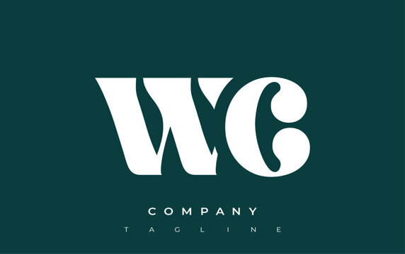 WC Creative Abstract Typography Logo Design. Elegant logo combining bold typography and creative shapes, ideal for branding and identity solutions.