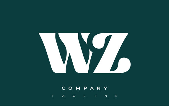 WZ Creative Abstract Typography Logo Design. Elegant logo combining bold typography and creative shapes, ideal for branding and identity solutions.
