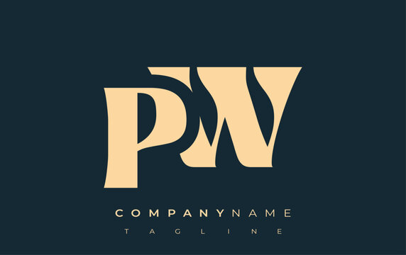 PW Creative Abstract Typography Logo Design. Elegant logo combining bold typography and creative shapes, ideal for branding and identity solutions.