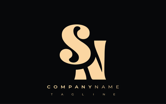 SN Creative Abstract Typography Logo Design. Elegant logo combining bold typography and creative shapes, ideal for branding and identity solutions.