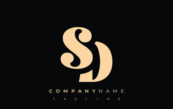 SD Creative Abstract Typography Logo Design. Elegant logo combining bold typography and creative shapes, ideal for branding and identity solutions.