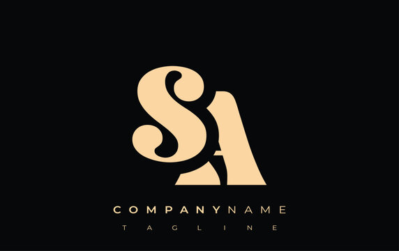 SA Creative Abstract Typography Logo Design. Elegant logo combining bold typography and creative shapes, ideal for branding and identity solutions.