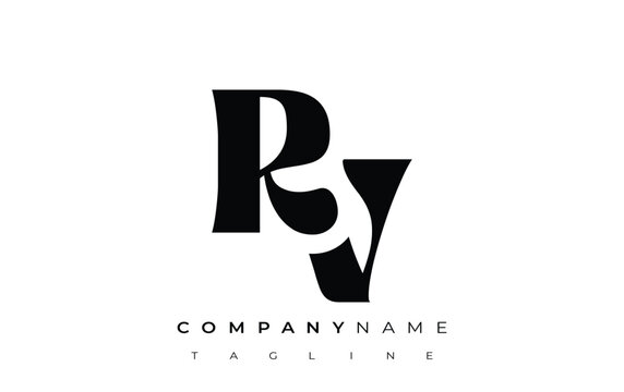 RV Creative Abstract Typography Logo Design. Elegant logo combining bold typography and creative shapes, ideal for branding and identity solutions.