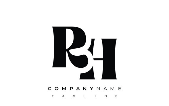 RH Creative Abstract Typography Logo Design. Elegant logo combining bold typography and creative shapes, ideal for branding and identity solutions.