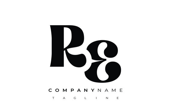 RE Creative Abstract Typography Logo Design. Elegant logo combining bold typography and creative shapes, ideal for branding and identity solutions.