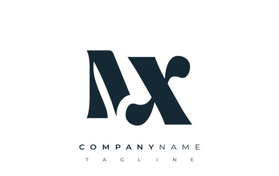 NX Creative Abstract Typography Logo Design. Elegant logo combining bold typography and creative shapes, ideal for branding and identity solutions.