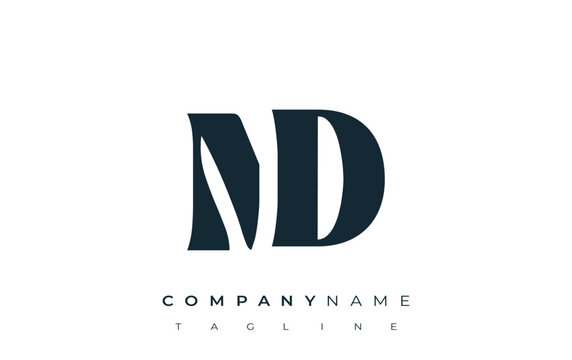 ND Creative Abstract Typography Logo Design. Elegant logo combining bold typography and creative shapes, ideal for branding and identity solutions.