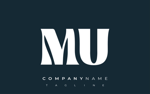 MU Creative Abstract Typography Logo Design. Elegant logo combining bold typography and creative shapes, ideal for branding and identity solutions.