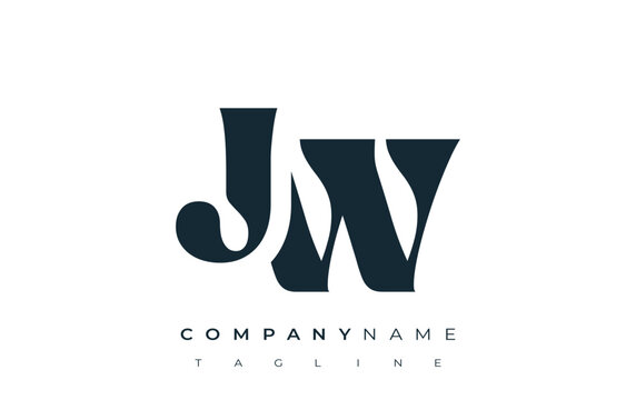 JW Creative Abstract Typography Logo Design. Elegant logo combining bold typography and creative shapes, ideal for branding and identity solutions.
