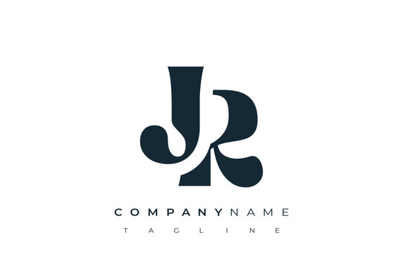 JR Creative Abstract Typography Logo Design. Elegant logo combining bold typography and creative shapes, ideal for branding and identity solutions.