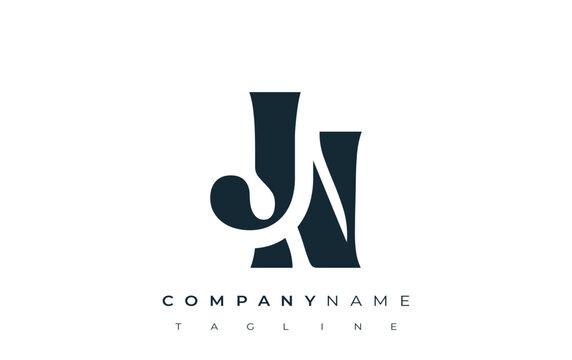 JN Creative Abstract Typography Logo Design. Elegant logo combining bold typography and creative shapes, ideal for branding and identity solutions.