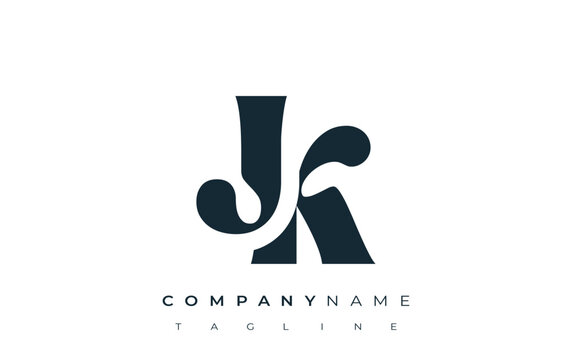 JK Creative Abstract Typography Logo Design. Elegant logo combining bold typography and creative shapes, ideal for branding and identity solutions.
