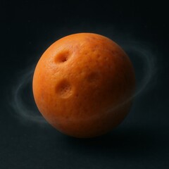 Aufkleber - Orange Fruit Planet with Vapor Ring – Surreal Minimal Space Art