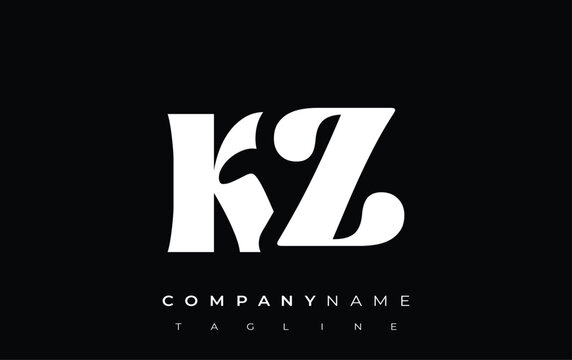 KZ Creative Abstract Typography Logo Design. Elegant logo combining bold typography and creative shapes, ideal for branding and identity solutions.