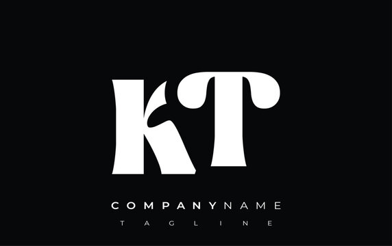 KT Creative Abstract Typography Logo Design. Elegant logo combining bold typography and creative shapes, ideal for branding and identity solutions.
