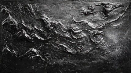 Poster - Abstract grayscale texture resembling dark, swirling mountains or waves.