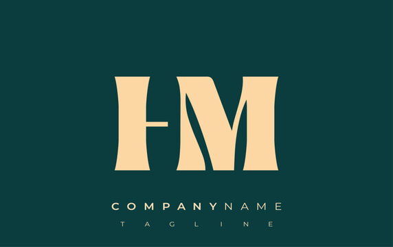 HM Creative Abstract Typography Logo Design. Elegant logo combining bold typography and creative shapes, ideal for branding and identity solutions.