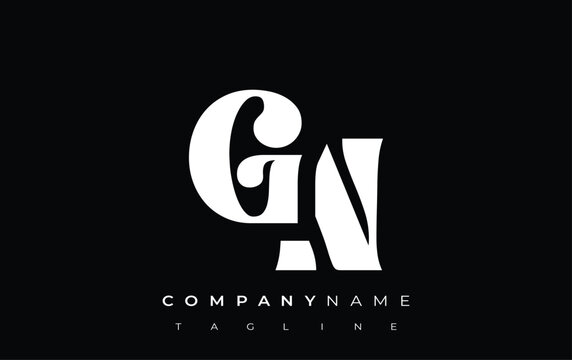 GN Creative Abstract Typography Logo Design. Elegant logo combining bold typography and creative shapes, ideal for branding and identity solutions.