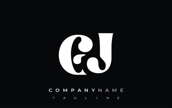 GJ Creative Abstract Typography Logo Design. Elegant logo combining bold typography and creative shapes, ideal for branding and identity solutions.