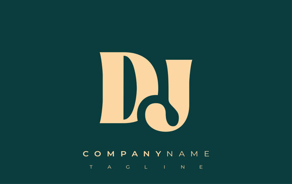 DJ Creative Abstract Typography Logo Design. Elegant logo combining bold typography and creative shapes, ideal for branding and identity solutions.