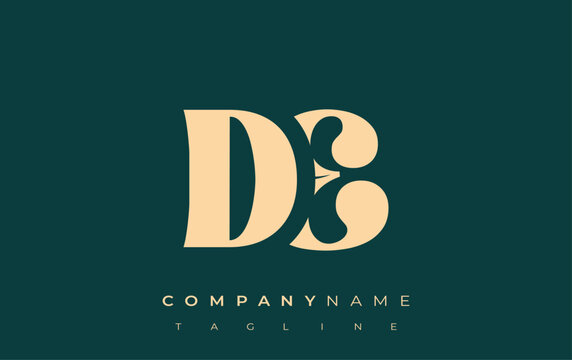 DE Creative Abstract Typography Logo Design. Elegant logo combining bold typography and creative shapes, ideal for branding and identity solutions.