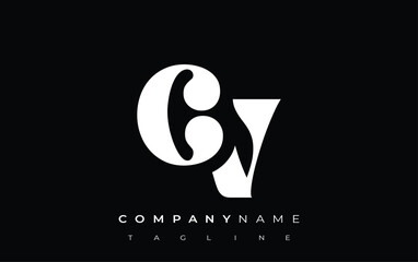 Fototapete - CV Creative Abstract Typography Logo Design. Elegant logo combining bold typography and creative shapes, ideal for branding and identity solutions.