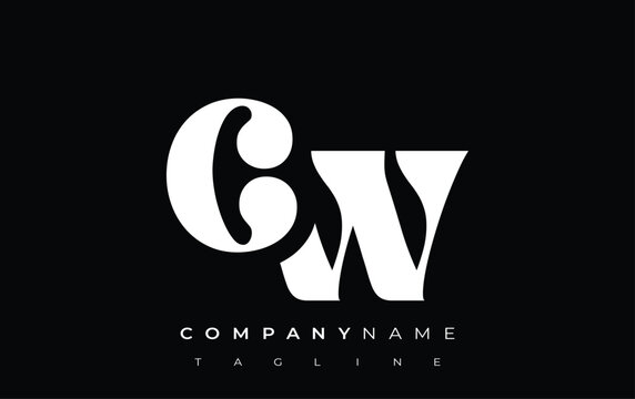 CW Creative Abstract Typography Logo Design. Elegant logo combining bold typography and creative shapes, ideal for branding and identity solutions.