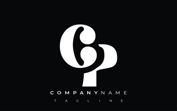 CP Creative Abstract Typography Logo Design. Elegant logo combining bold typography and creative shapes, ideal for branding and identity solutions.