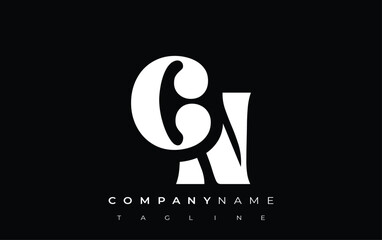 Fototapete - CN Creative Abstract Typography Logo Design. Elegant logo combining bold typography and creative shapes, ideal for branding and identity solutions.