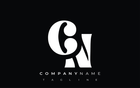 CN Creative Abstract Typography Logo Design. Elegant logo combining bold typography and creative shapes, ideal for branding and identity solutions.