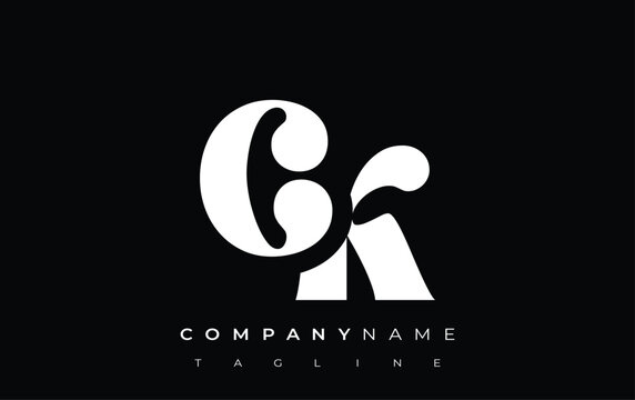 CK Creative Abstract Typography Logo Design. Elegant logo combining bold typography and creative shapes, ideal for branding and identity solutions.