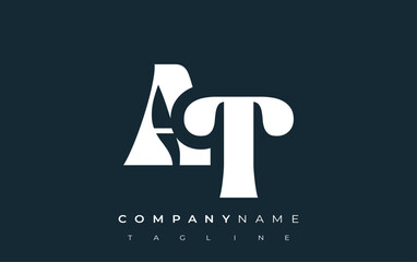 Fototapete - AT Creative Abstract Typography Logo Design. Elegant logo combining bold typography and creative shapes, ideal for branding and identity solutions.