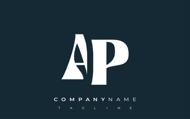 Fototapete - AP Creative Abstract Typography Logo Design. Elegant logo combining bold typography and creative shapes, ideal for branding and identity solutions.