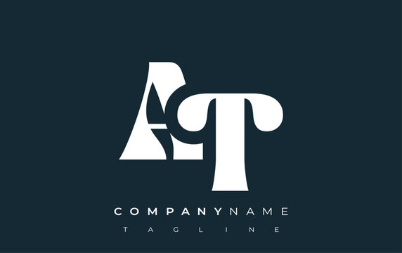 AT Creative Abstract Typography Logo Design. Elegant logo combining bold typography and creative shapes, ideal for branding and identity solutions.