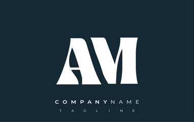 Fototapete - AM Creative Abstract Typography Logo Design. Elegant logo combining bold typography and creative shapes, ideal for branding and identity solutions.