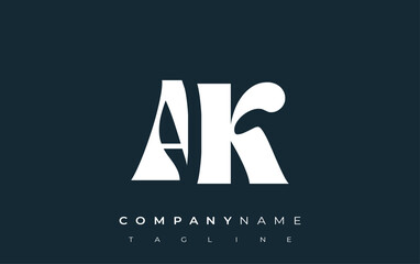 Fototapete - AK Creative Abstract Typography Logo Design. Elegant logo combining bold typography and creative shapes, ideal for branding and identity solutions.