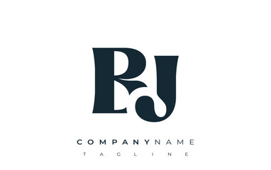Fototapete - BJ Creative Abstract Typography Logo Design. Elegant logo combining bold typography and creative shapes, ideal for branding and identity solutions.