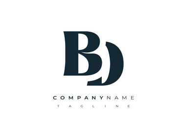 Fototapete - BD Creative Abstract Typography Logo Design. Elegant logo combining bold typography and creative shapes, ideal for branding and identity solutions.