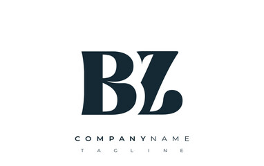 Fototapete - BZ Creative Abstract Typography Logo Design. Elegant logo combining bold typography and creative shapes, ideal for branding and identity solutions.