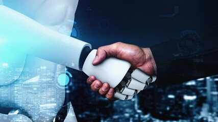 Poster - futuristic robot artificial intelligence huminoid ai for industrial factory technology development a