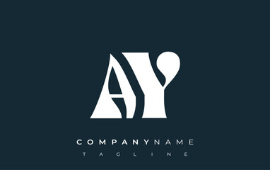 Fototapete - AY Creative Abstract Typography Logo Design. Elegant logo combining bold typography and creative shapes, ideal for branding and identity solutions.