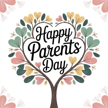 Happy Parents Day Greeting Text. Vector Hand Lettering of Global Parent's Day Congratulation Text. isolated on white background