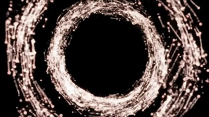 Poster - Abstract animation, glowing rings of light particles expanding and contracting against black background, symbolizing cosmic energy, cycle, creation, and ethereal beauty