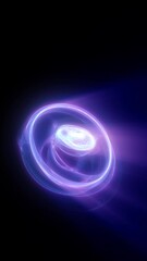 Poster - A bright swirling vortex of purple and blue energy on a dark futuristic background