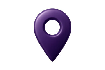 Fototapete - Purple location pin glowing against transparent backdrop, marking precise geographic position with sleek digital rendering and crisp visual clarity