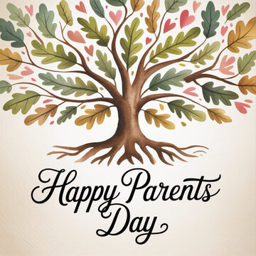 Happy Parents Day Greeting Text. Vector Hand Lettering of Global Parent's Day Congratulation Text. isolated on white background