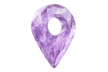 Fototapete - Purple crystal location pin icon with transparent background, perfect for indicating a point of interest on maps and navigation systems