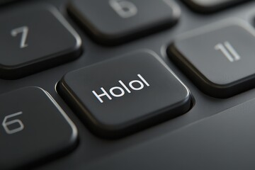 Poster - Computer keyboard with unique keys designed for greeting messages creatively displayed, Ð¡omputer keyboard with the word hello on its keys Seamless 3D render