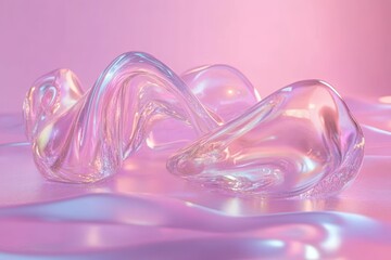 Poster - iridescent fluid swirls in zero gravity showcasing unique forms and colors, clear iridescent fluid i